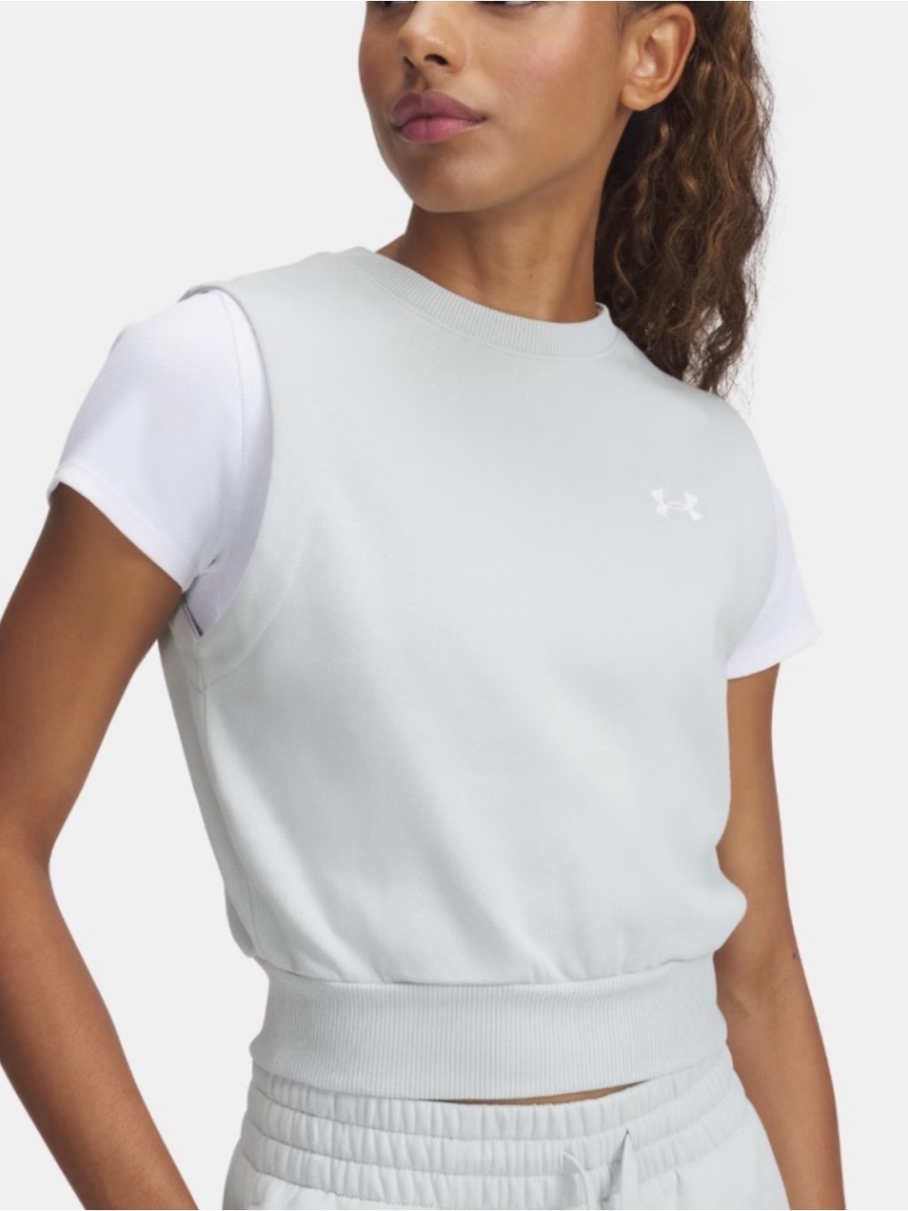 Under Armour Rival Fleece Sleeveless Crop Top Light Blue Women’s 2XL NWT